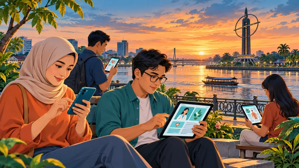 Ilustrasi membaca artikel informasi JKN dan PRB di Pontianak